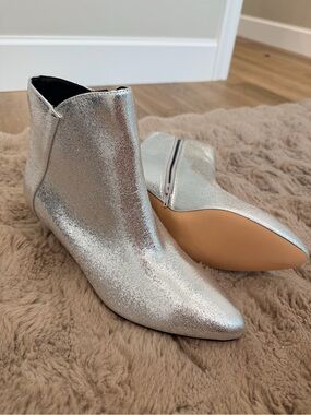 XOXO Silver Metallic Pointed Ankle Booties